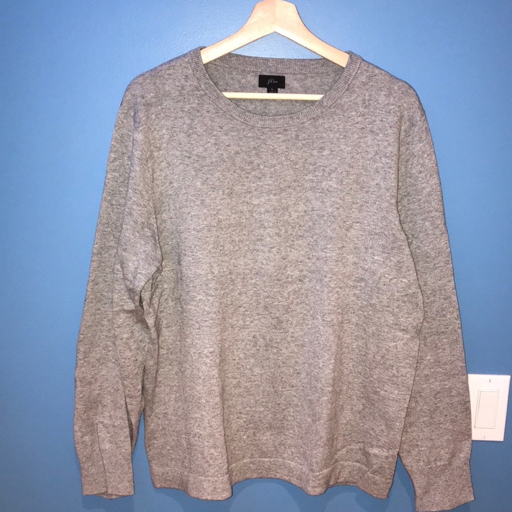 J. Crew cotton crew neck sweater in heather grey